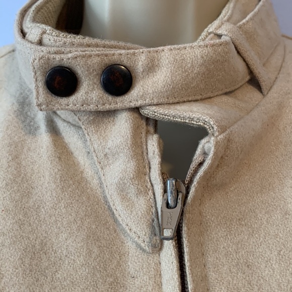 Members only cream oatmeal wool bomber aviator jacket coat size 40 vintage 80’s - Picture 3 of 13